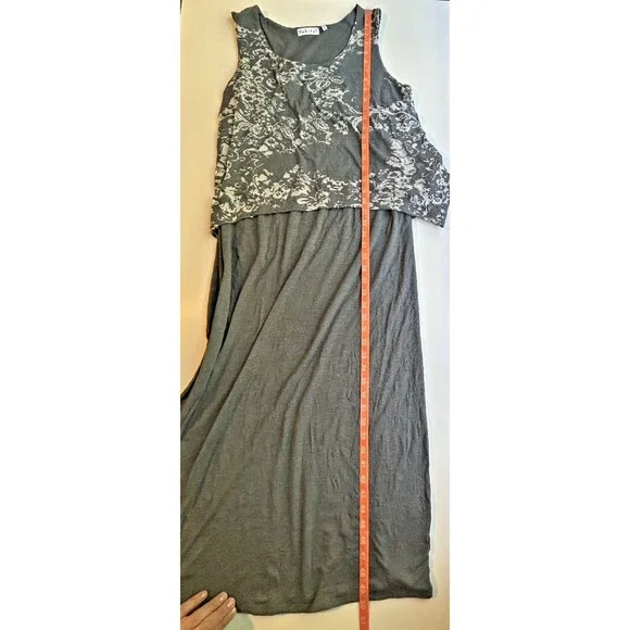 Habitat Gray Layered Midi Dress‎ M Sleeveless Lagenlook  Art to Wear Comfort - Picture 8 of 8
